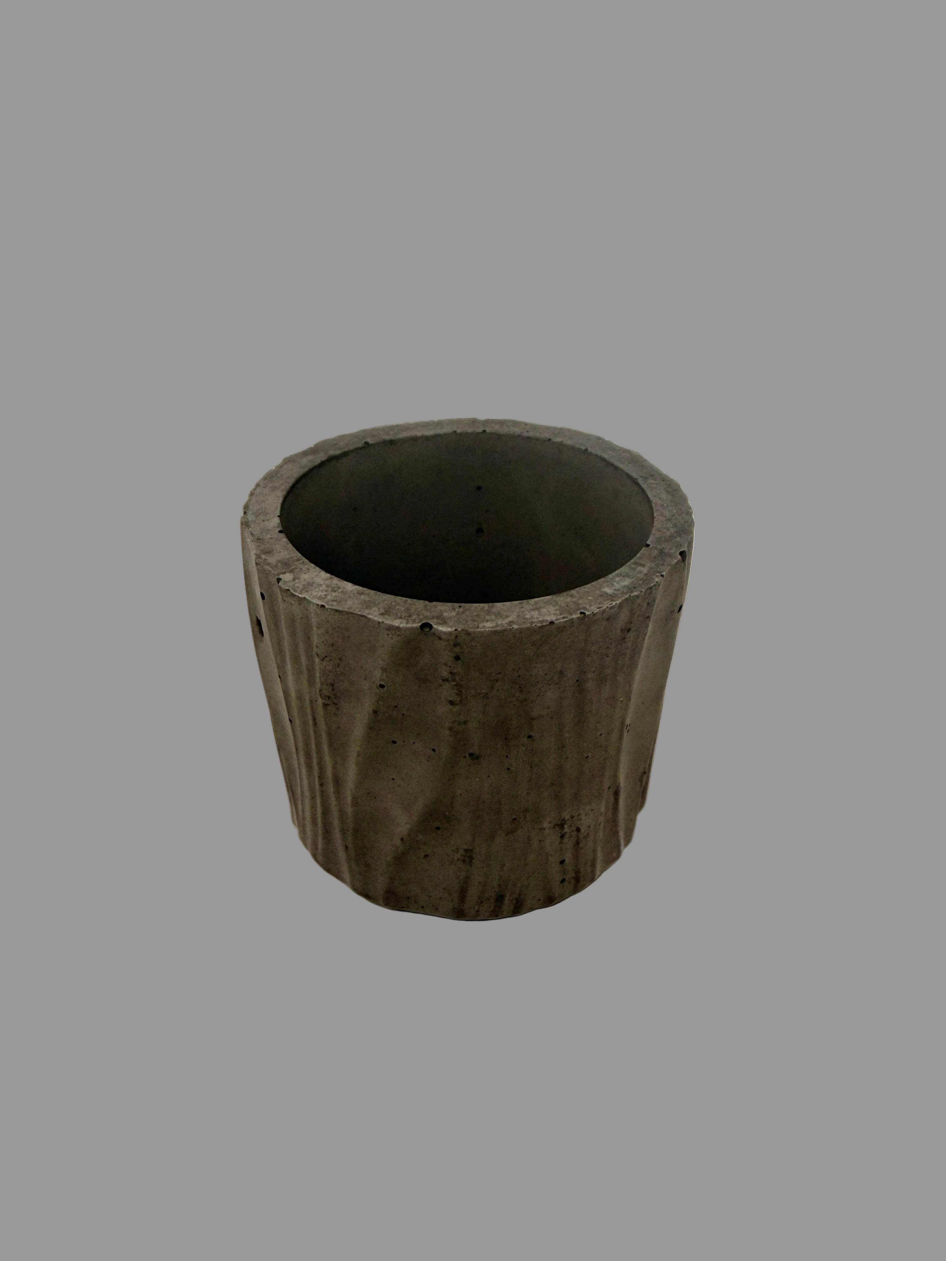 Ribbed Concrete Candle Holder